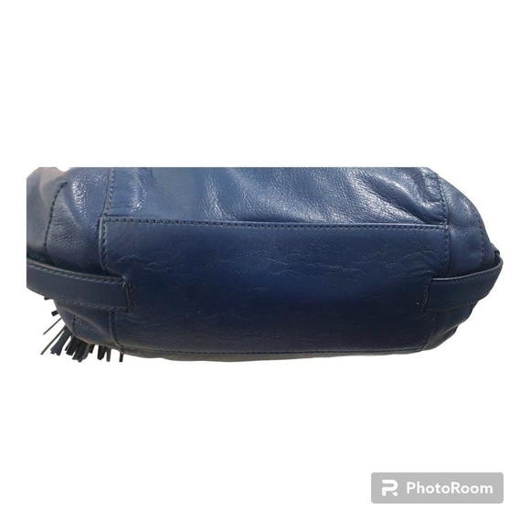 MICHAEL KORS BLUE LEATHER GOLD CHAIN DEVON LARGE SHOULDER TOTE BAG PURSE - Picture 11 of 16